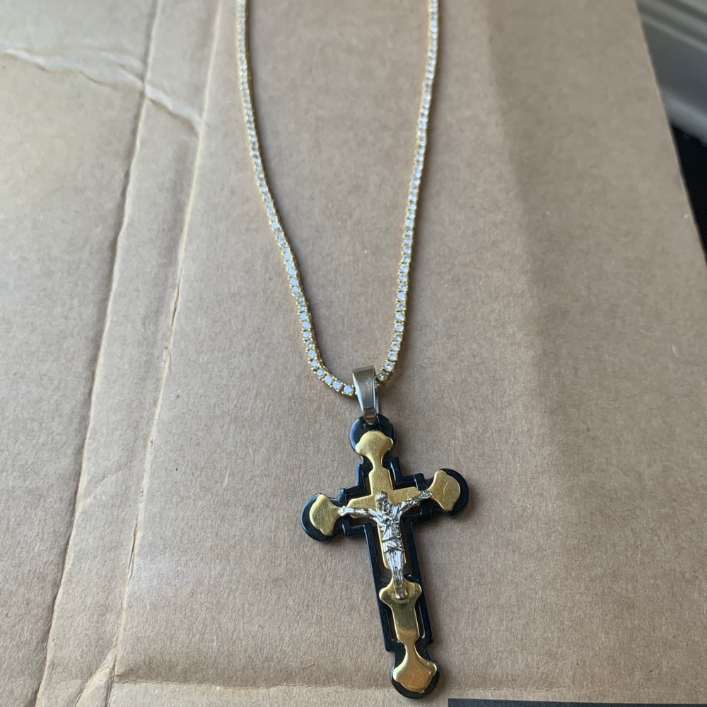 Jesus Crucifix Tennis Chain Necklace